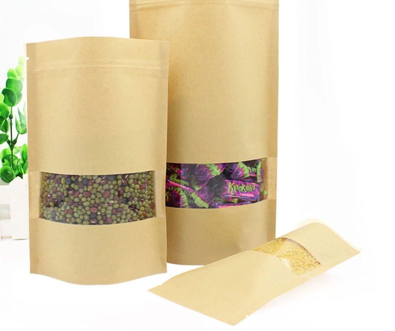 Confectionery CMYK Pantone Stand Up Kraft Paper Ziplock Bag
