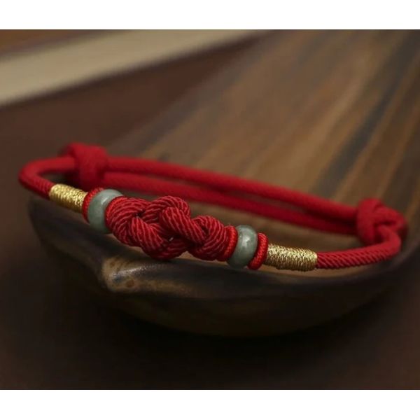 Chinese Knot Red String Jade Bracelet Luck Fortune Knot Braided Bracelets For Couples