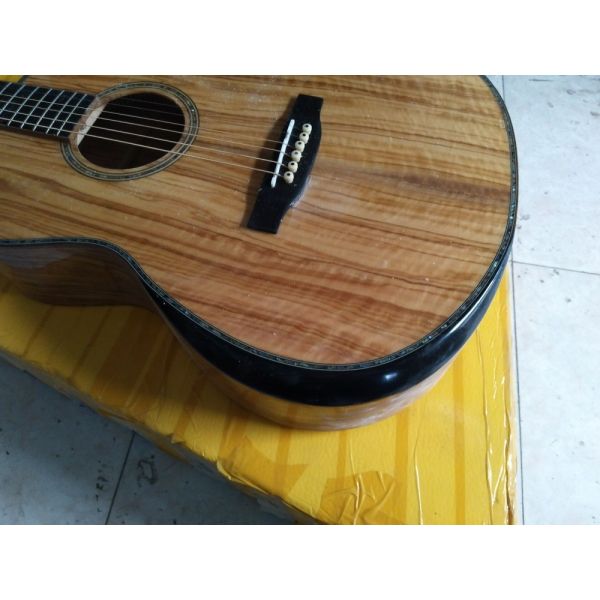 AAAA all Solid custom olive wood OM style custom guitar Gotoh tuner peg acoustic electric guitar