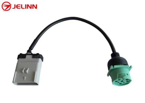 RP1226 Gray 14 Pin Male To Green Type 2 SAE Deutsch 9 Pin J1939 Female Truck Cable
