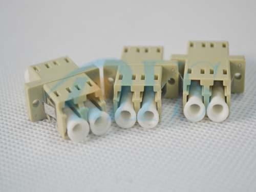 Beige Multimode Duplex LC Fiber Optic Adapter