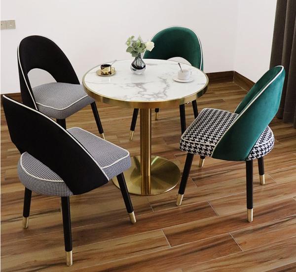 Contemporary design Round Gold stainless steel Marble top Bistro table Coffee table for hotel Club Cafe