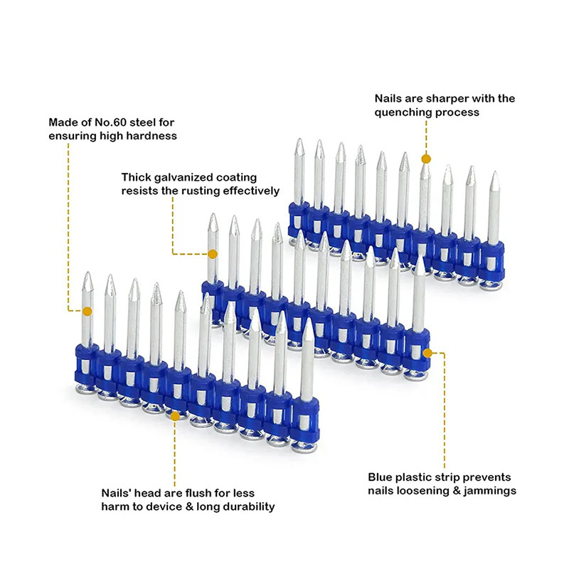 Плоская голова газовые гвозди гладкий ствол стальной бетонные ряды для строительства зданий