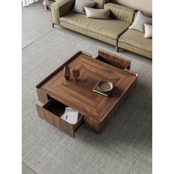 Black Walnut Coffee Table Nordic Light Luxury Square Tea Table For Lobby Office