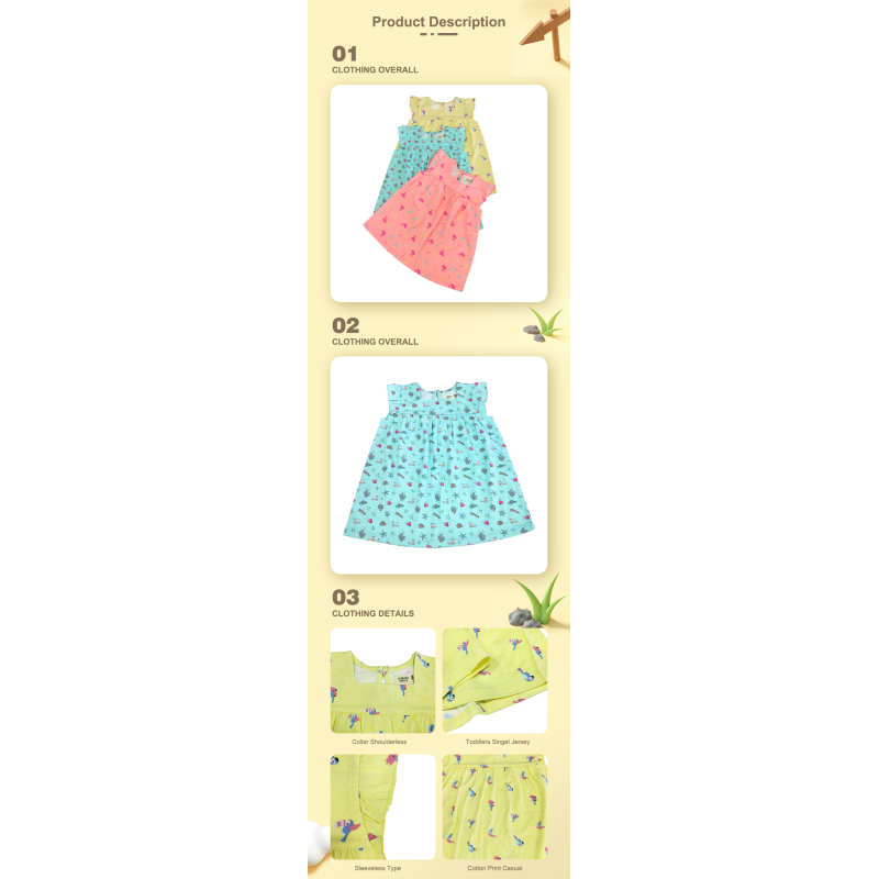 Summer Outlet Flower Decorate Baby Dress in Shoulderless Style for Toddlers' Clothing