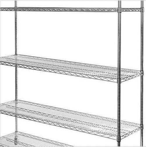 Stable Leveling Feet  Commercial Wire Shelving  /  Matal Silver Rack In Shopping Mall