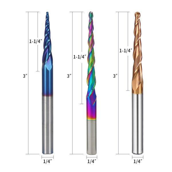 Broca de fresado de punta esférica 1/4 personalizada de alta calidad y bajo precio YingBa, fresa de extremo para fresadora CNC, broca de grabado CNC de carburo