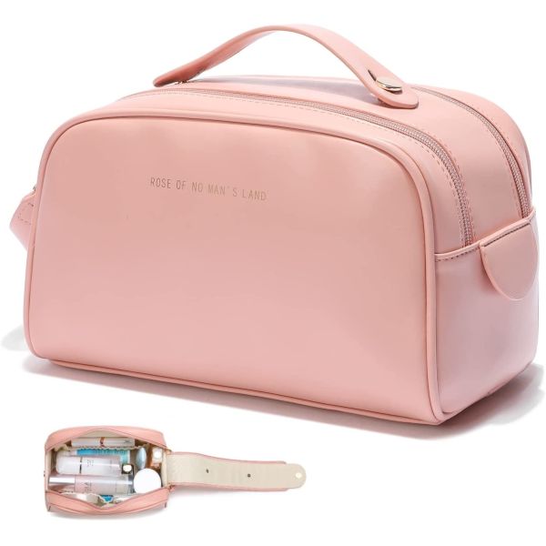 Travel PU Leather Make Up Bag Large Toiletry Lightweight For Women