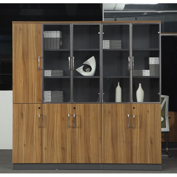 Wooden Office Storage Cabinets , Lockable Filing Cabinets With Tempered Glass Door