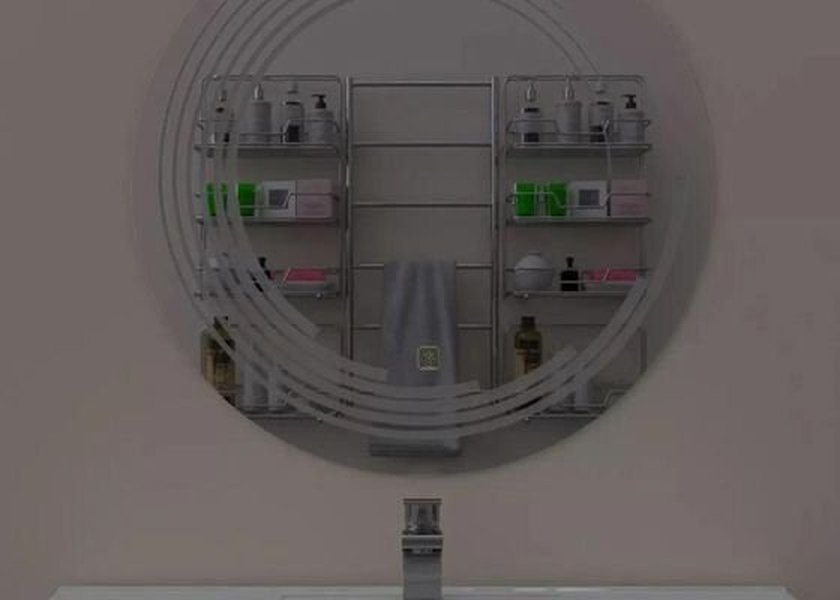 JS-660 Moon-Shaped LED Bathroom Mirror with HD Silver Mirror and Back-Lit Illumination