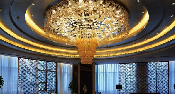 Post Modern Style Custom Chandelier Hotel Lobby Business Center Large Crystal Luxury Round Water Drop Pendant LED Ceiling Light