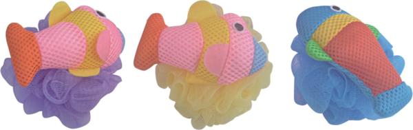 Cute Baby Bath Mesh Cartoon Body Skin Shower Scrubber Fish Shape