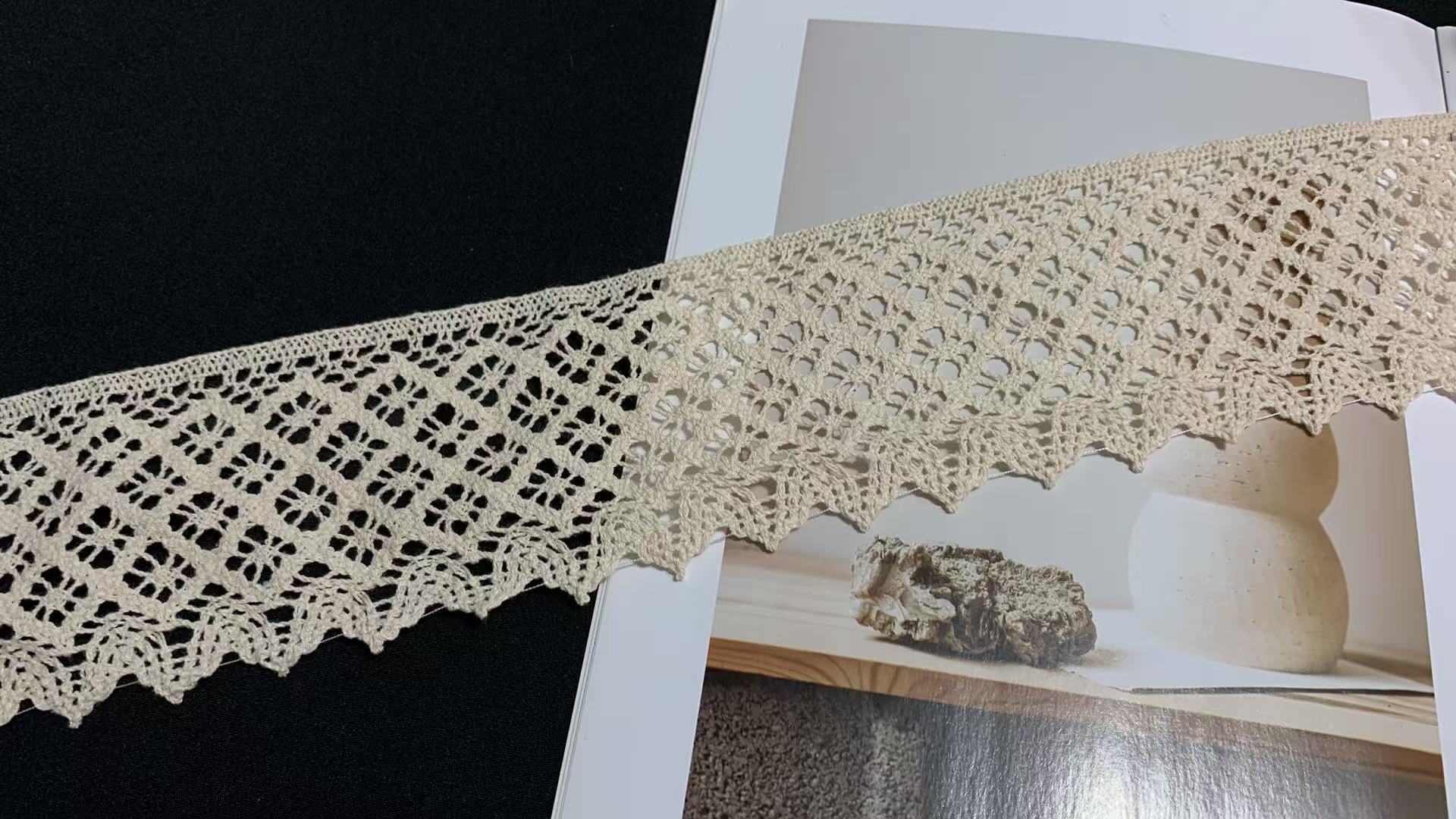 8cm Crochet Cotton Lace Trim  Hollow Crochet Cotton Lace Ribbon Knitted Lace Edging for Garment Home Textile Decoration