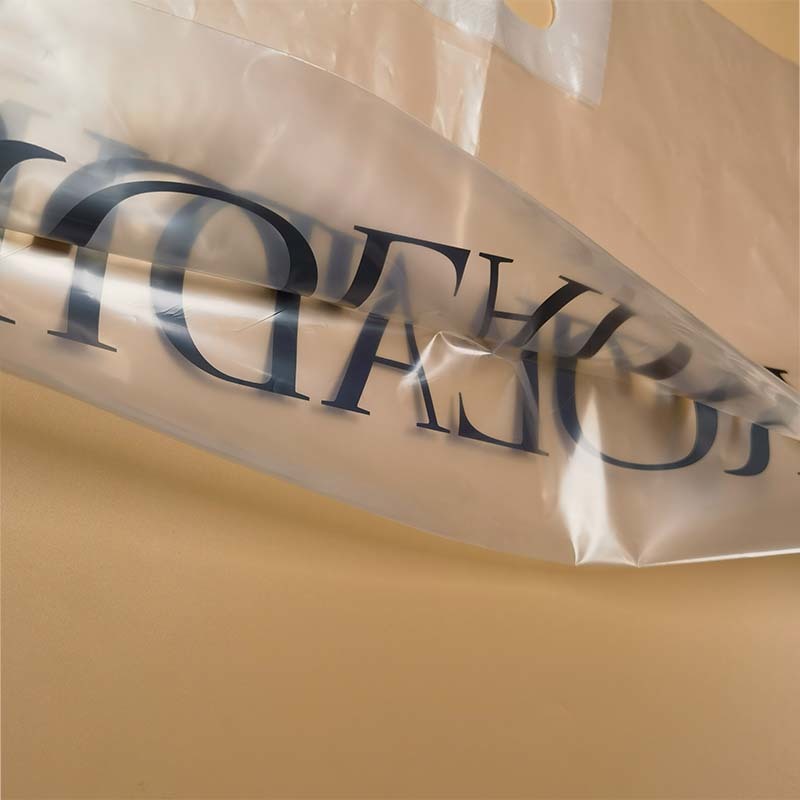 Custom Logo Clear Die Cut Plastic Shopping Bags Patch Reinforced For Clothing Boutique Packaging