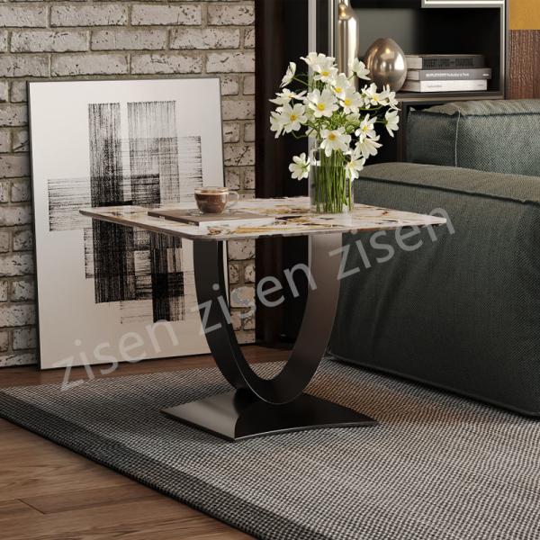 Arc  Marble End Coffee Table With Ceramic Top Modern Stainless