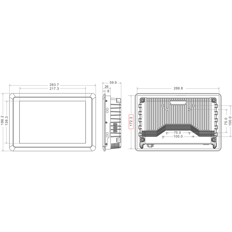 YCXX28-101 10.1Inch IP65 Industrial Touch Display with Wide Temperature Range and Multi-Touch Embedded Monitor