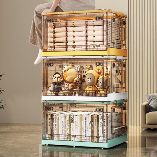 Foldable Box Stackable Container Transparent Plastic Storage Containers - Multi-Purpose Organizers for Kitchen, Office and Home Accessories