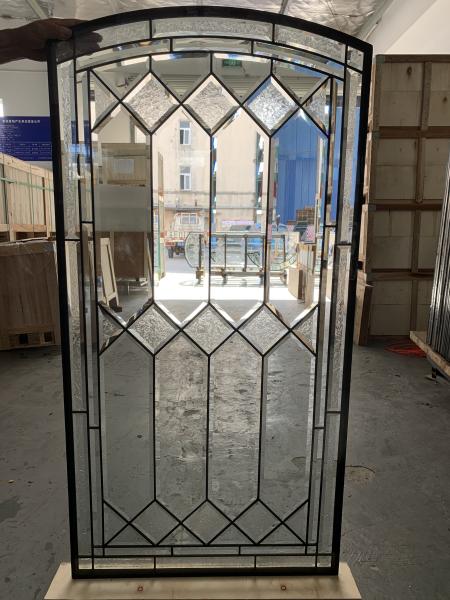 Decorative Arched Leaded Glass Windows Triple Glazed Sliding Door exterior door leaded glass