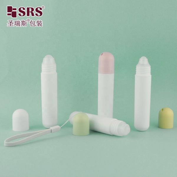 Frosted Pink Cap Bottle PP Plastic Roller Ball Oil Bottle Round 25ml Baby Massage Oil Bottle