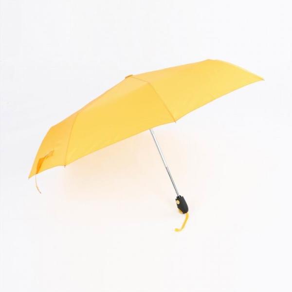Yellow Auto Open Close Umbrella Black Rubber Coating Plastic For Promotion