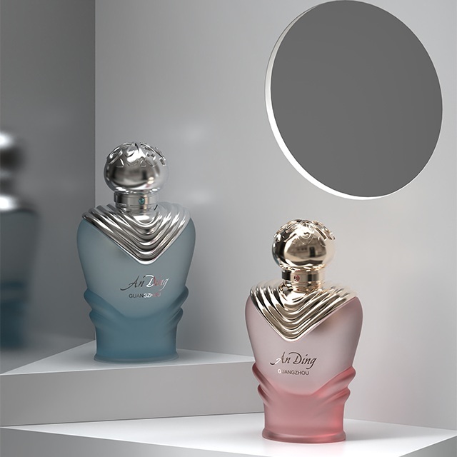 100ml Unique Perfume Bottles Empty Glass Spray Magnetic Cap Metal Wave Shape