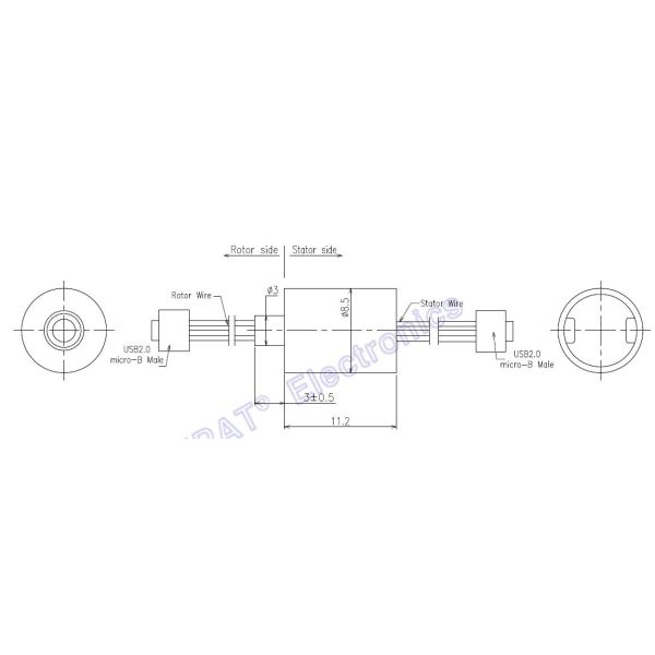 Miniature USB Signal Slip Rings Camera Stabilizer 1 Circuit 500rpm