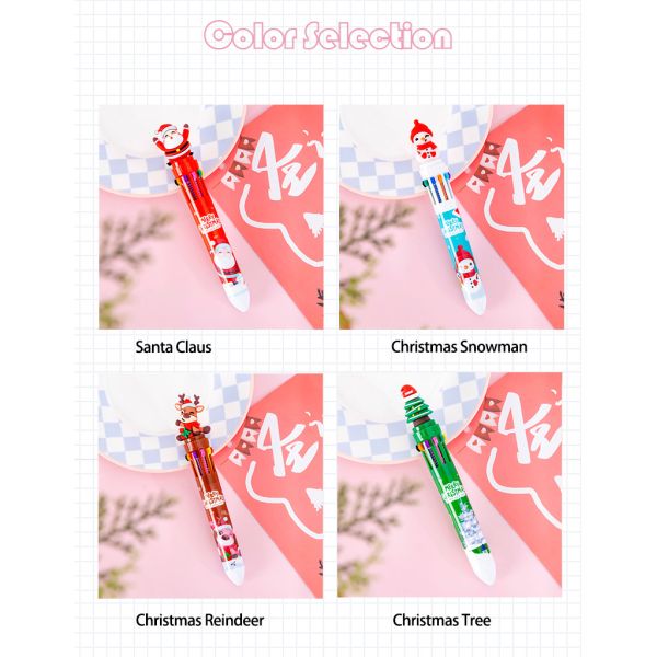 Christmas Ten Color Bullet Ballpoint Pen Cartoon Press Journal Ball Pen