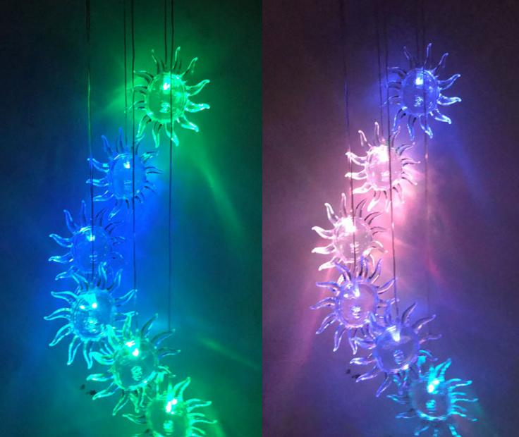 Solar Powered Wind Chime Light LED Color Changing Outdoor Lamp for Garden ABS Material
