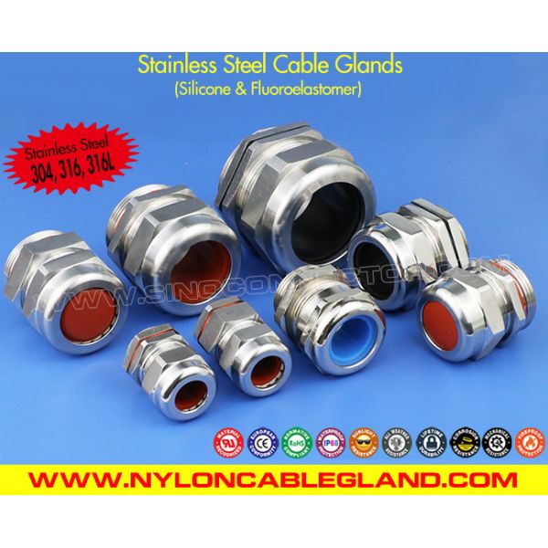 Ozone & Temperature Resistant 304, 316, 316L Stainless Steel M20 Cable Gland IP68 with Silicone Seals
