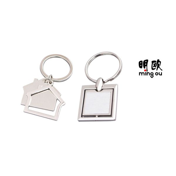 House Shaped Metal Key Ring Holder Shiny Silver Plating For Any Logo