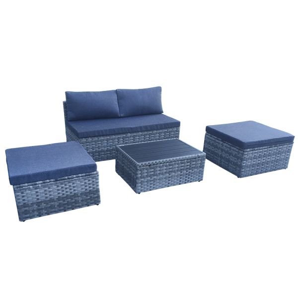 Wholesale Factory Delivery Made in China Outdoor Furniture Rattan Multi Function Sofa Set Wicker Chaise Lounge With Coffee Table