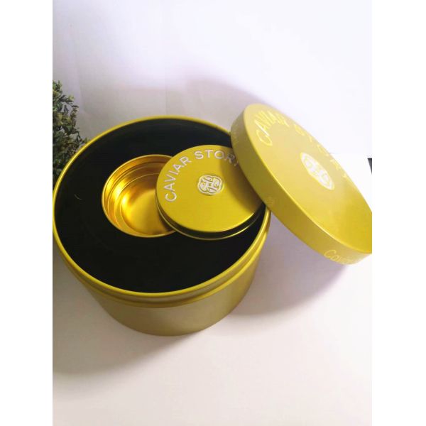 Пустая вакуумная кавиарная коробка для 30г / 50г кавиара с ложкой моп логотип рельефной крышки