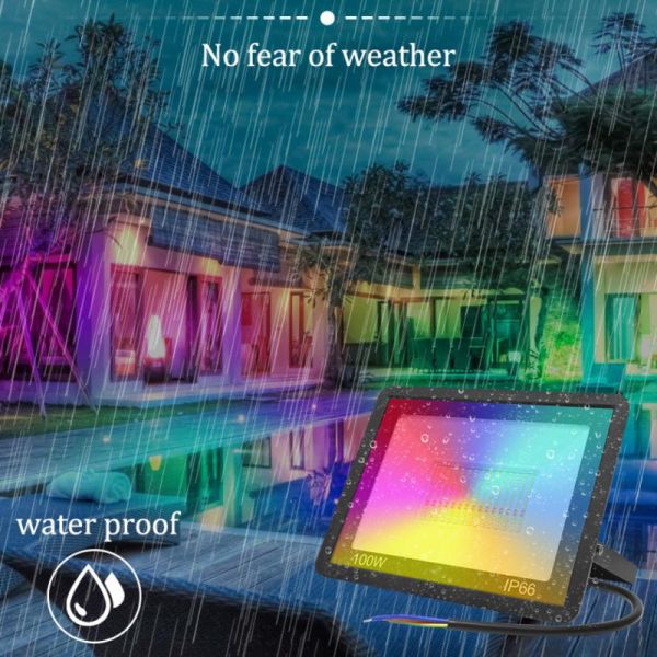 IP65 Tuya App Controlled Wifi Smart LED Outdoor Home Lights Waterproof Solar Powered for Garden  Flood Light