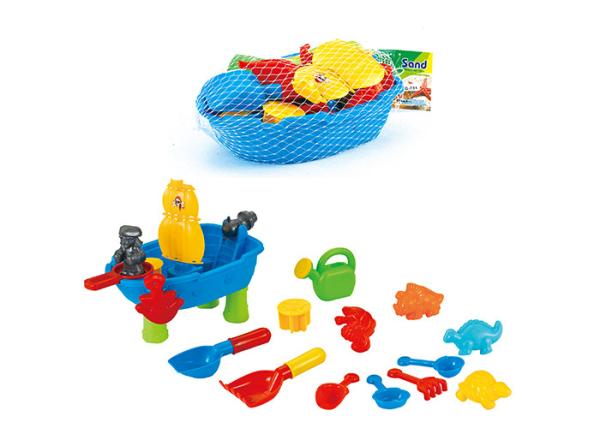 18 Pcs Plastic Beach Trolley Cart Children's Play Toys W / Bucket Spade Shovel