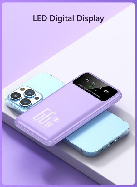 100W 10000mAh Cell Phone Power Bank 66W  LED Power Bank With 2A Overcharge Protection