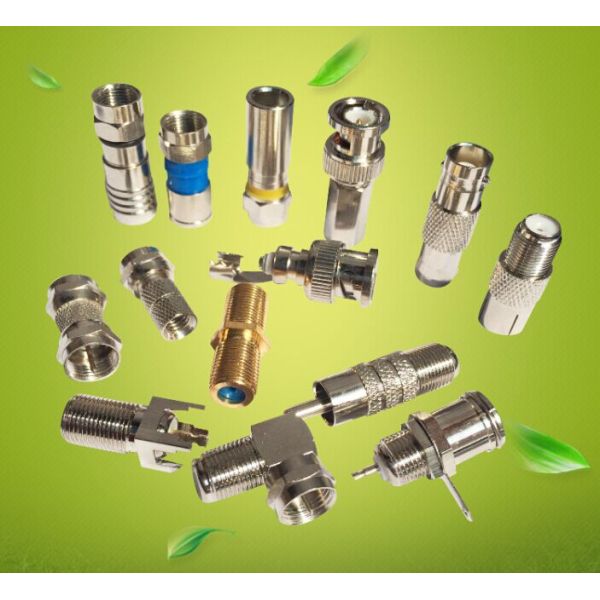 RG59 RG6 Double Female Coaxial Cable F Type Connector Copper / Zinc Material