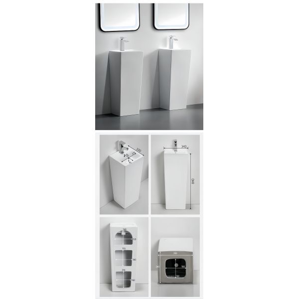 Luxury Bathroom Full Pedestal Wash Basin Floor Mounted Premium Ceramic One Piece