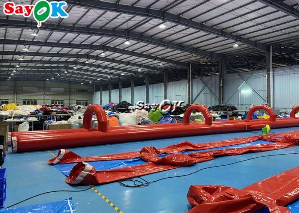 De encerado inflável do PVC das corrediças da água corrediça de água inflável telhada na terra lisa 60x2m