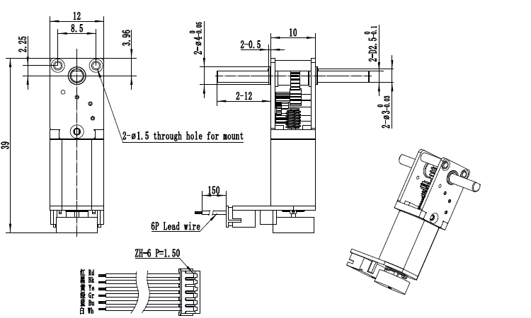 3V 5V 12V Right Angle Gearbox N20DC Worm Motor with Encoder Dual Output Shaft Micro DC Motor