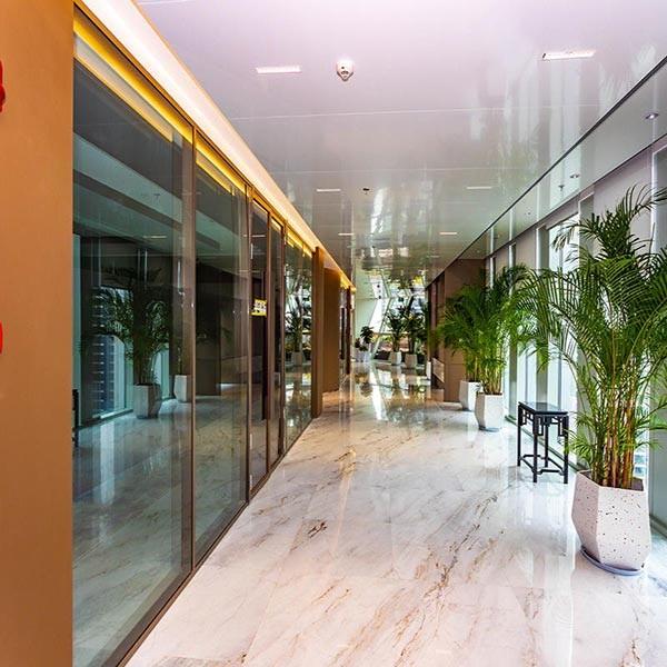 5mm 6mm 10mm Double Glass Partition With Polished Frame Silver