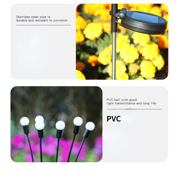 6000K Daylight Alert Solar Firefly Lawn Light for Outdoor Garden Landscape Ground Plug