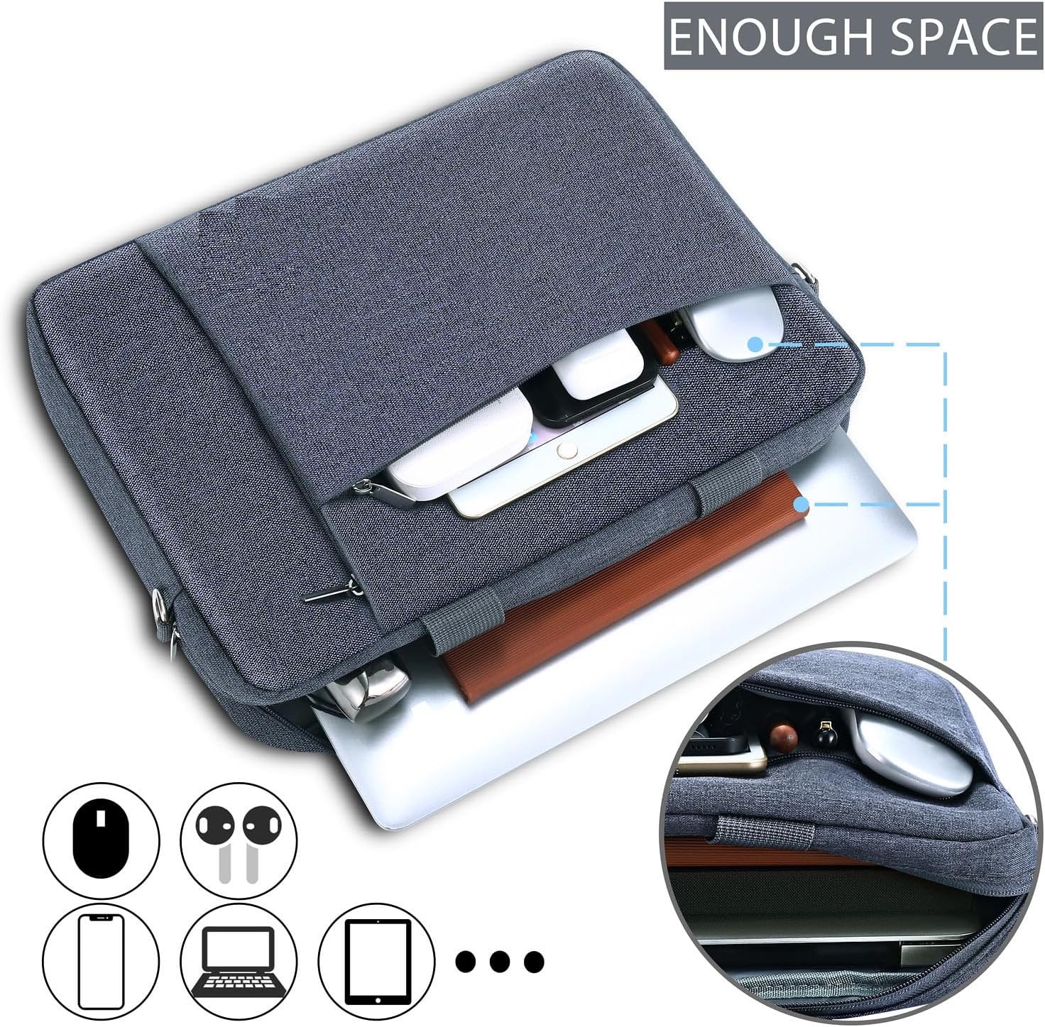 Shoulder Strap Carrying Briefcase Laptop Bag Messenger Large Case Shockproof EVA Business Laptop Sleeve Case for Travel Wholesale OEM/ODM/Private Label
