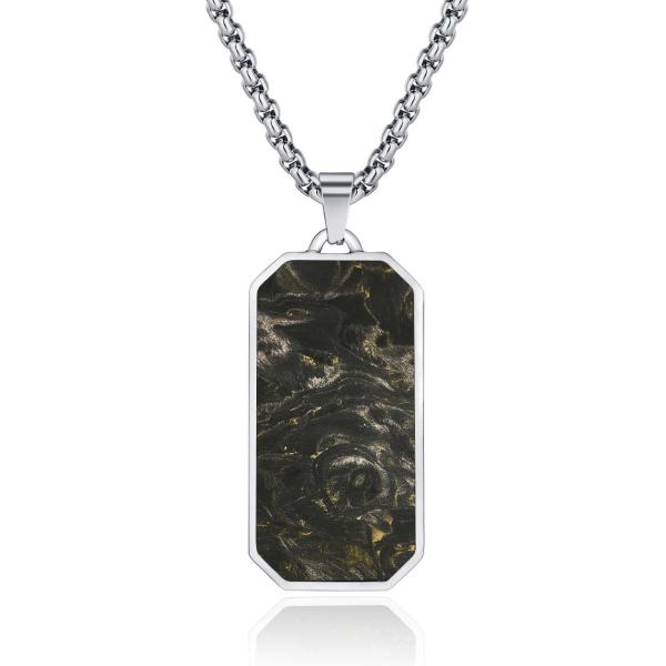Fashionable Forged Carbon Fiber Pendant Men's Forged Carbon Fiber Chain Necklace Customized