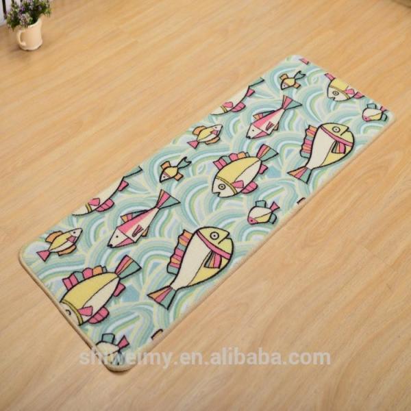 Wholesale cute print cartoon fish nylon material floor rug
