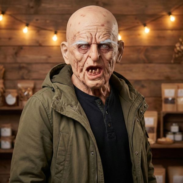 Hyper-Realistic Old Man Zombie Latex Mask - Premium Quality Latex Halloween Mask One Size Fits Most