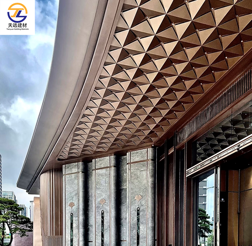 3.0mm Fluorocarbon-Coated Bronze Aluminum Ceiling Panels for Hotel Entrances