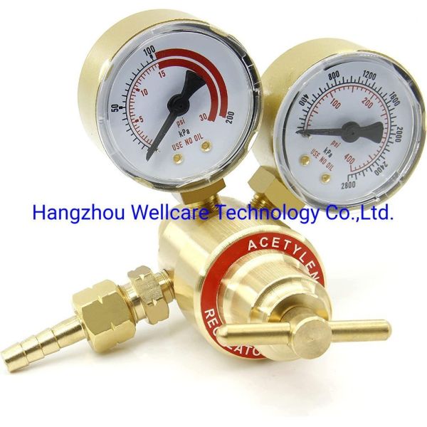 Weld Acetylene Regulator Welding Gas Gauges Cga-200 Rear Inlet with 9/16"-18 Outlet and Hose Connector