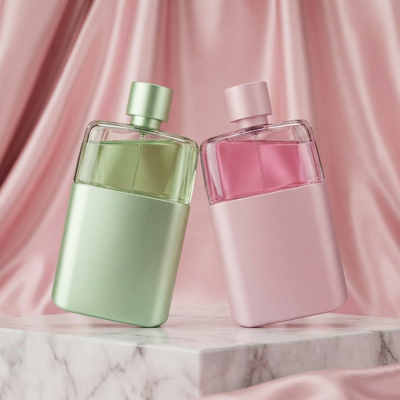 Anding Manufacturer Custom Printing 100ml Designer Flat Crimp Premium Refillable Spray Luxury Empty Glass Perfume Bottle
