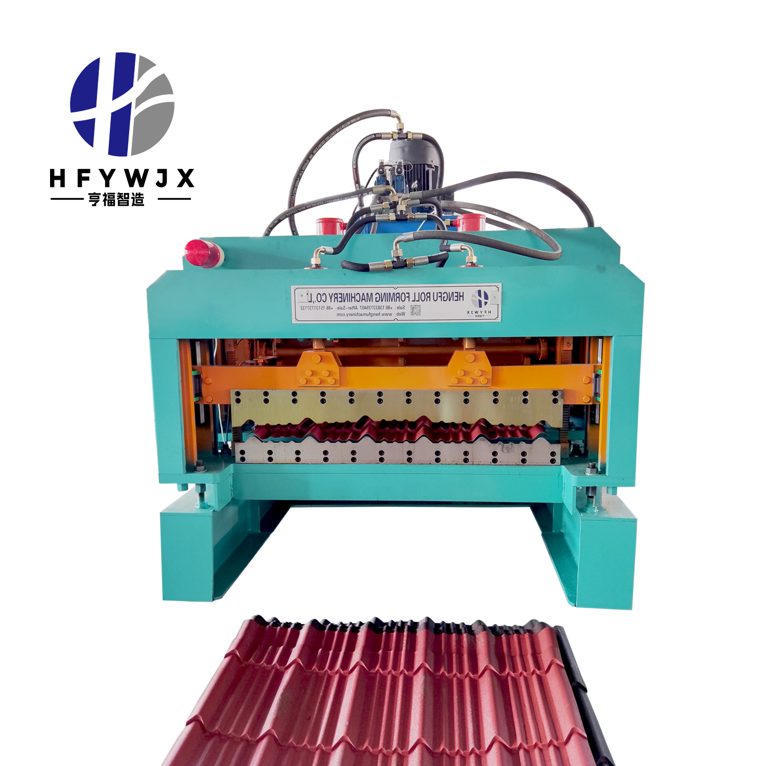 PLC Controlled 1020 Glazed Tile Cold Roll Forming Machine 16 Rows Gear Drive System