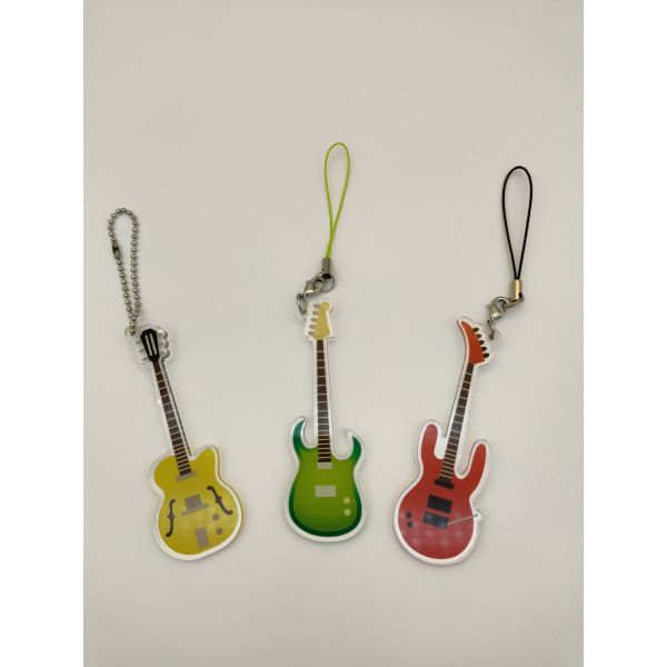Promotions Acrylic Sheet Keychain , Inkjet Printing Personalized Guitar Keychain